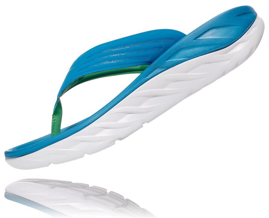 Hoka One One Sandalet Erkek Mavi/Beyaz - Ora Recovery Flip - SR9420861